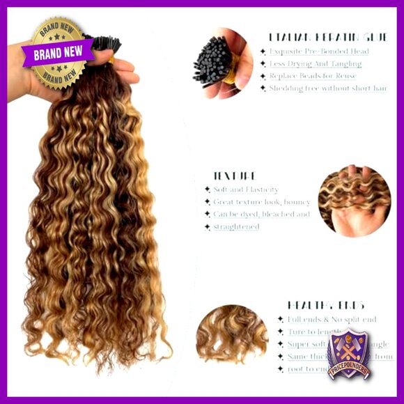 22 Inch Human Hair Extensions Water Wave I Tip 50 Strands Pre Bonded
